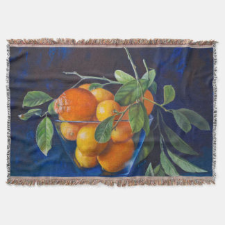 Still Life with Lemons and Orange Branch Throw Blanket