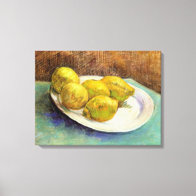Still Life with Lemons on a Plate Canvas Print (Front)