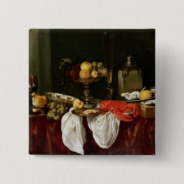 Still Life with lobster 15 Cm Square Badge (Front)