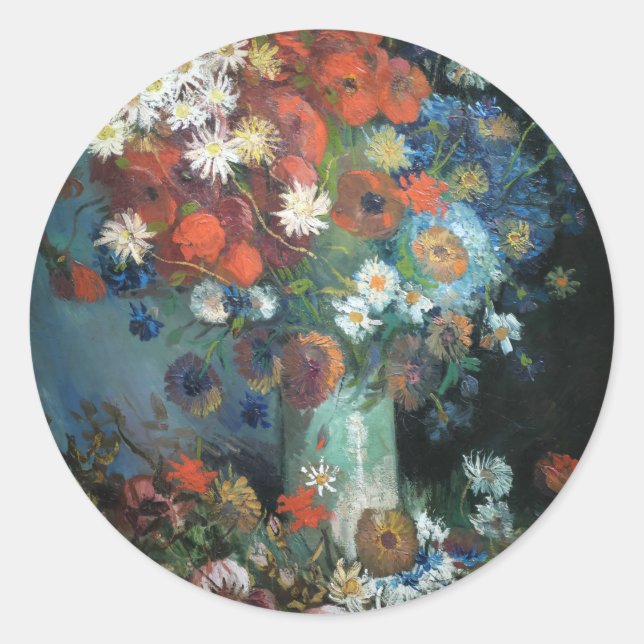 Still Life with Meadow Flowers | Vincent van Gogh Classic Round Sticker (Front)