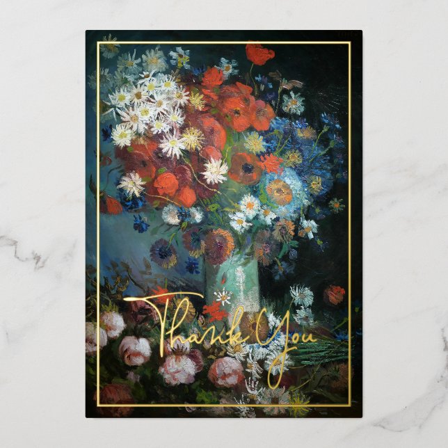 Still Life with Meadow Flowers | Vincent van Gogh Foil Holiday Card (Front)