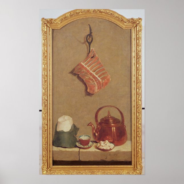 Still Life with meat, kettle and cup Poster (Front)