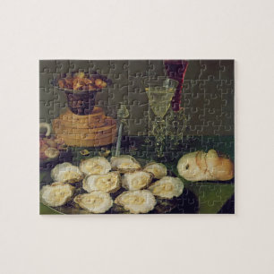 Still Life with Oysters and Glasses (oil on panel) Jigsaw Puzzle
