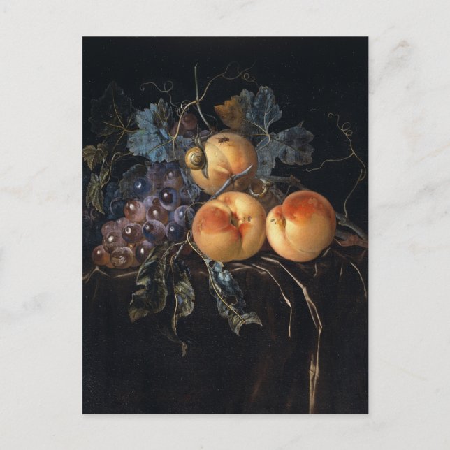Still Life with Peaches and Grapes by van Aelst Postcard (Front)