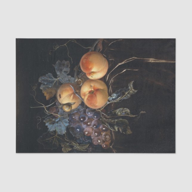 Still Life with Peaches and Grapes by van Aelst Tissue Paper (Front)