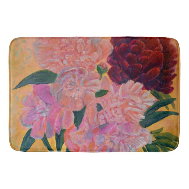 Still Life with Peonies Painting   Bath Mat (Front)