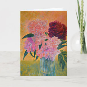 Still Life with Peonies Painting Birthday Greeting Card