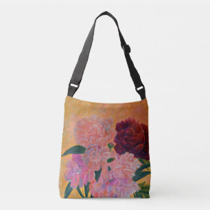 Still Life with Peonies Painting Crossbody Bag