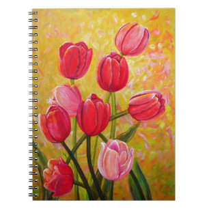 Still life with Pink and Red Tulips Painting Notebook
