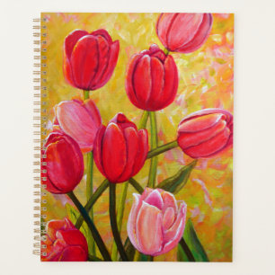 Still life with Pink and Red Tulips Painting  Planner