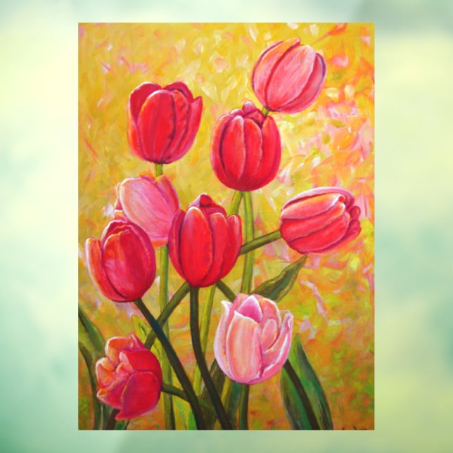 Still life with Pink and Red Tulips Window Cling (Sheet 3)