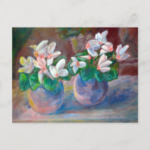 Still Life with Pink Cyclamen Painting Postcard