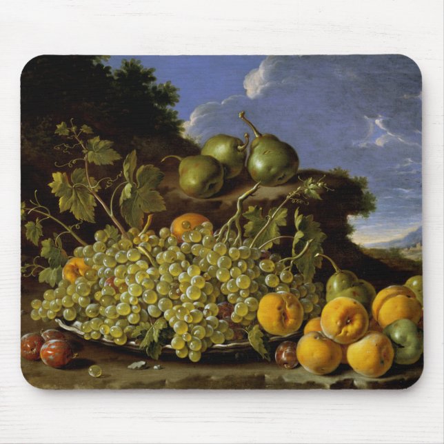 Still life with Plate of Grapes, Peaches, Pears Mouse Mat (Front)