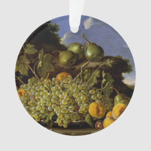 Still life with Plate of Grapes, Peaches, Pears Ornament