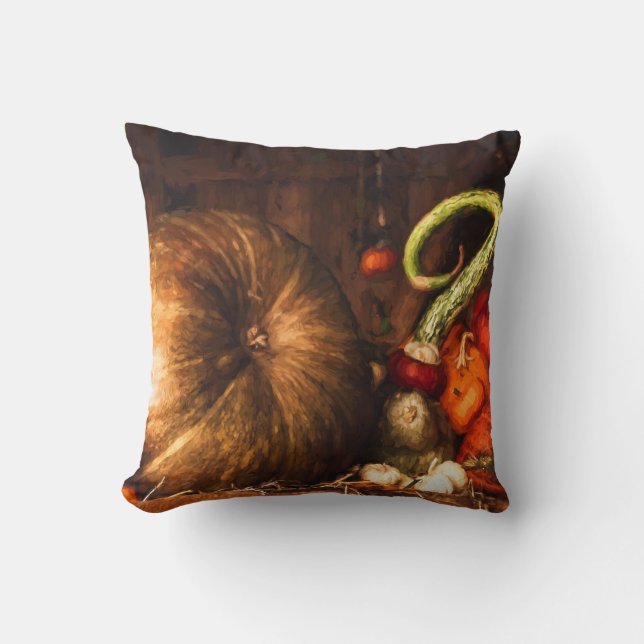 Still Life with Pumpkins and Gourds Cushion (Front)