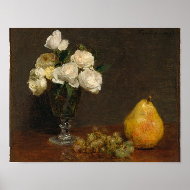 Still Life with Roses and Fruit Henri Fantin-Latou Poster (Front)