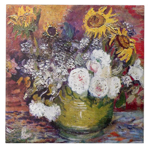 Still Life with Roses and Sunflowers - Van Gogh  Tile