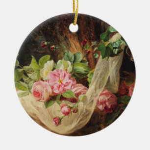 Still Life with Roses on a Forest Floor – Lach A. Ceramic Tree Decoration