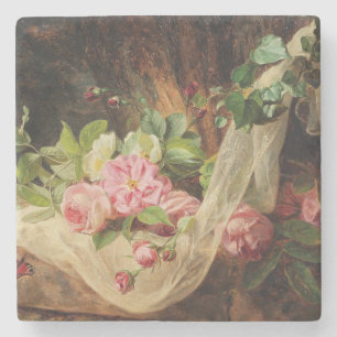 Still Life with Roses on a Forest Floor – Lach A. Stone Coaster