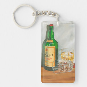 Still Life with Scotch by Jennifer Goldberger Key Ring