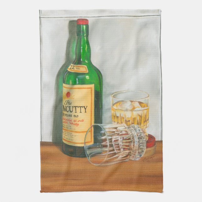 Still Life with Scotch by Jennifer Goldberger Tea Towel (Vertical)