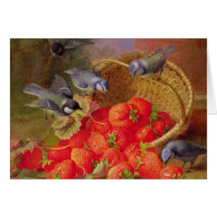 Still Life with Strawberries and Bluetits