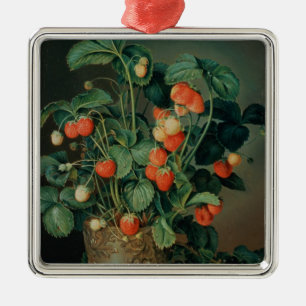 Still life with strawberries metal tree decoration