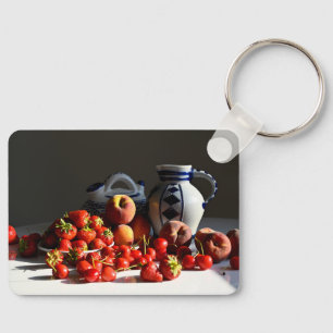 Still Life with Strawberries, Peaches and Cherries Key Ring