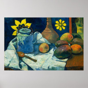 Still Life with Teapot and Fruit, Paul Gauguin Poster