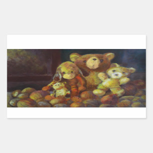 Still life with Teddy Bears Rectangular Sticker