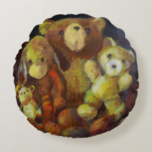 Still life with Teddy Bears   Round Cushion