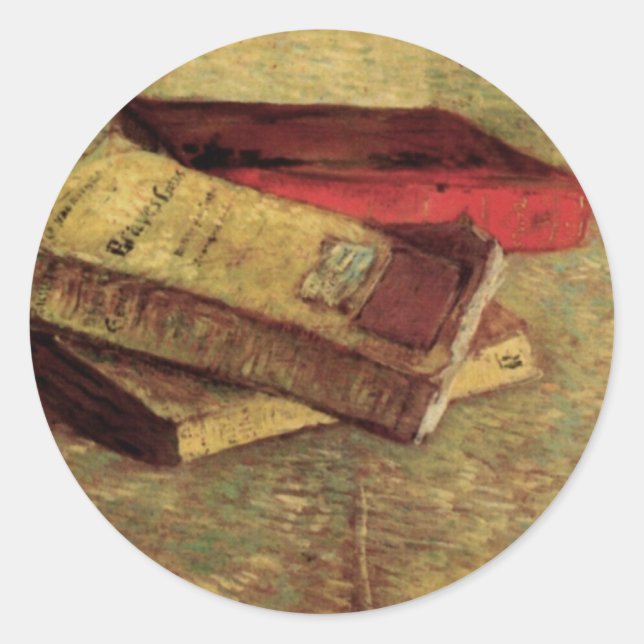 Still Life with Three Books by Vincent van Gogh Classic Round Sticker (Front)