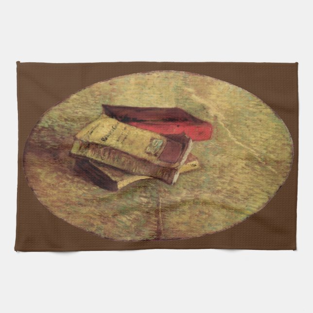 Still Life with Three Books by Vincent van Gogh Tea Towel (Horizontal)