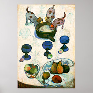 Still Life with Three Puppies, Paul Gauguin Poster