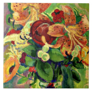 Still Life with Tiger Lilies; Leo Gestel painting Tile