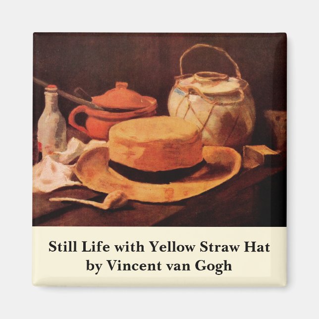 Still Life Yellow Straw Hat by Vincent van Gogh Magnet (Front)