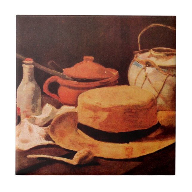 Still Life Yellow Straw Hat by Vincent van Gogh Tile (Front)