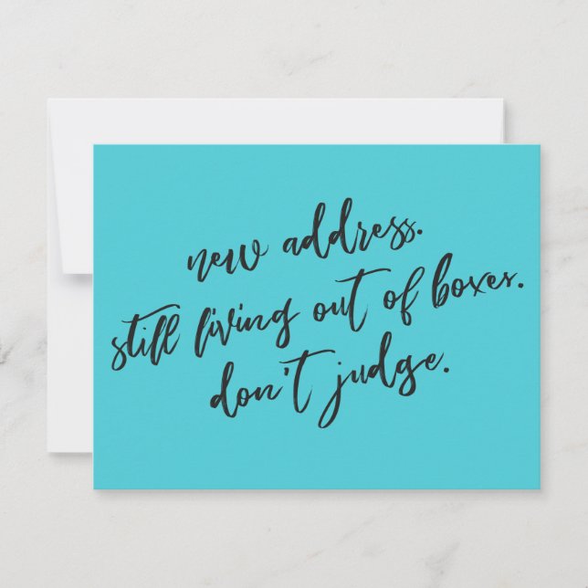 Still Living from Boxes Don't Judge Turquoise Card (Front)