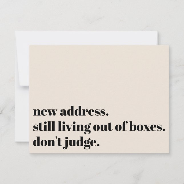 Still Living Out of Boxes, Don't Judge Cream Card (Front)