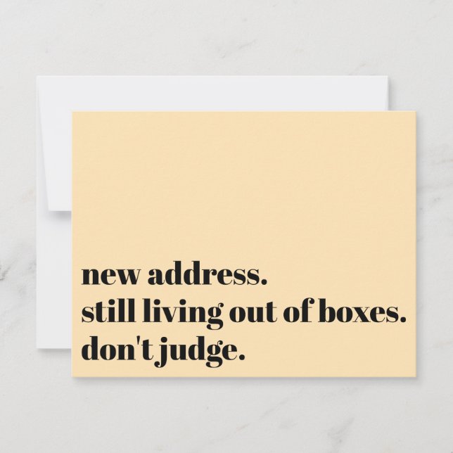 Still Living Out of Boxes, Don't Judge Peach Card (Front)