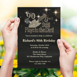 Still Plays in Dirt Gardening 90th Birthday Invitation