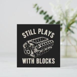 Still Plays with Blocks Funny Car Mechanic Racing Invitation