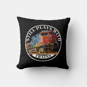 Still Plays with Trains Orange Diesel Locomotive Cushion