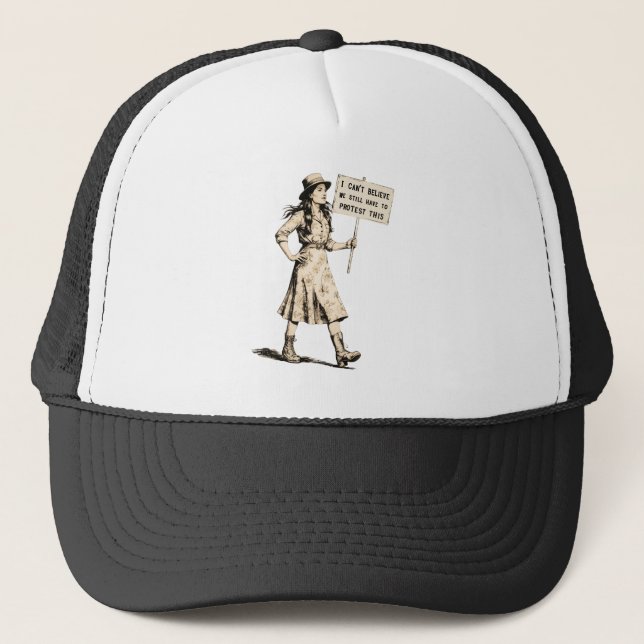 Still Protesting This Vintage Feminist Activist Trucker Hat (Front)