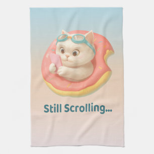 Still Scrolling: Funny Bao Bao Cat Donut Sticker Tea Towel
