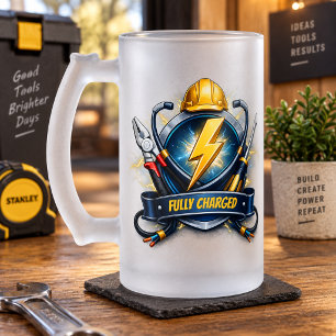 Still Shocking at 40 Electrician Birthday Party Frosted Glass Beer Mug