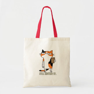 Still Showing Up Grumpy Calico Cat Design Tote Bag