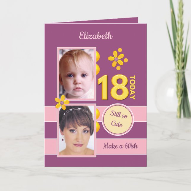 Still so cute photos purple 18th Birthday Card (Front)