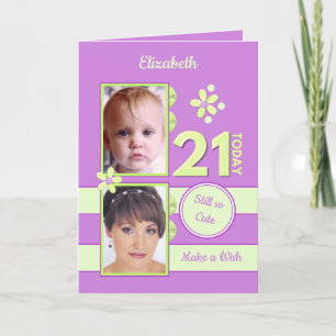 Still so cute photos purple 21st Birthday Card
