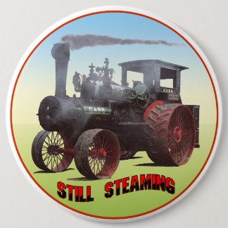 Still Steaming Traction Engine 6 Cm Round Badge